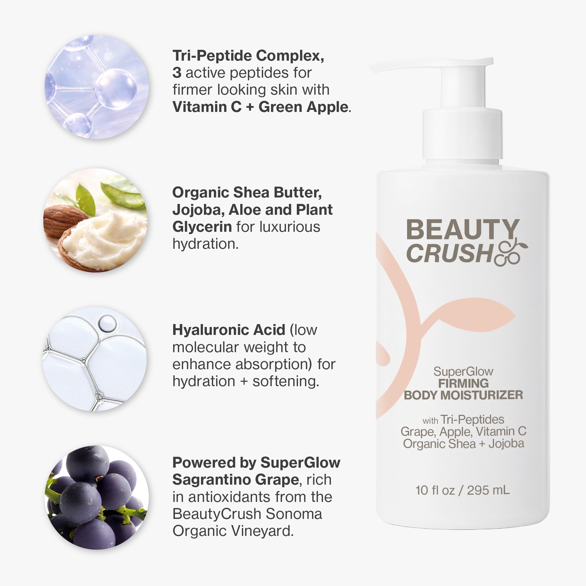 SuperGlow Skincare Set: Tri-Peptide Firming Body Moisturizer + Antioxidant Rich Cleanser