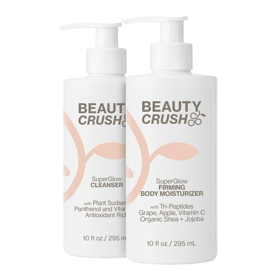 SuperGlow Skincare Set: Tri-Peptide Firming Body Moisturizer + Antioxidant Rich Cleanser