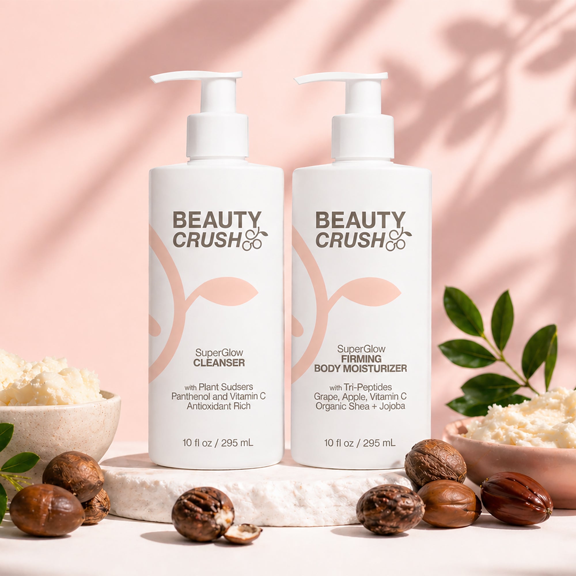 SuperGlow Skincare Set: Tri-Peptide Firming Body Moisturizer + Antioxidant Rich Cleanser