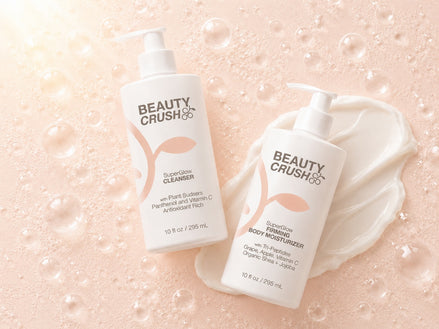 SuperGlow Skincare Set: Tri-Peptide Firming Body Moisturizer + Antioxidant Rich Cleanser